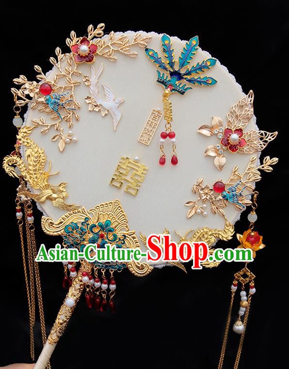 China Handmade Palace Fan Classical Wedding Circular Fan Traditional Blueing Phoenix Fan China Handmade Palace Fan Classical Wedding Circular Fan Traditional Blueing Phoenix Fan