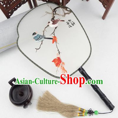 China Traditional Embroidered Silk Fan Handmade Palace Fan Rosewood Fan