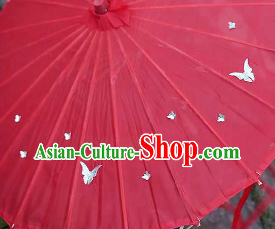 China Handmade Red Silk Umbrella Traditional Ribbon Tassel Umbrella China Handmade Red Silk Umbrella Traditional Ribbon Tassel Umbrella