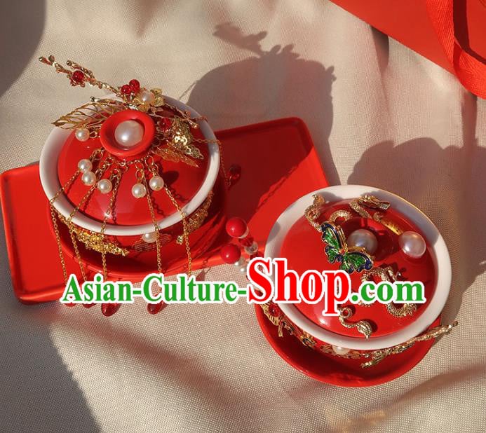 China Handmade Red Cups Traditional Wedding Tea Cups China Handmade Red Cups Traditional Wedding Tea Cups