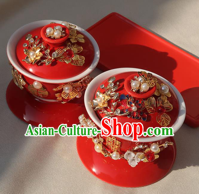 China Traditional Wedding Tea Cups Handmade Red Ceramics Cups China Traditional Wedding Tea Cups Handmade Red Ceramics Cups