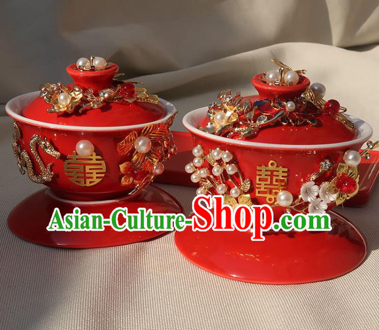 China Traditional Wedding Tea Cups Handmade Red Ceramics Cups China Traditional Wedding Tea Cups Handmade Red Ceramics Cups