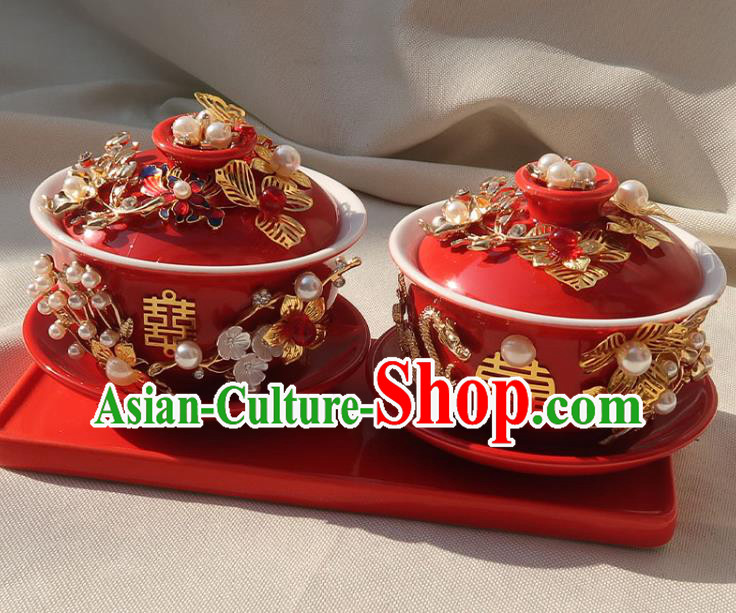 China Traditional Wedding Tea Cups Handmade Red Ceramics Cups China Traditional Wedding Tea Cups Handmade Red Ceramics Cups