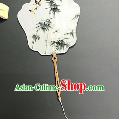 China Traditional Hanfu Fan Suzhou Embroidery Craft Handmade Palace Fan Embroidered Bamboo Silk Fan