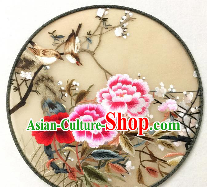 China Handmade Embroidered Peony Silk Fan Traditional Hanfu Circular Fan Palace Fan China Handmade Embroidered Peony Silk Fan Traditional Hanfu Circular Fan Palace Fan