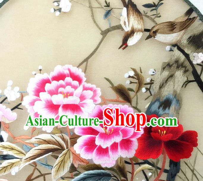 China Handmade Embroidered Peony Silk Fan Traditional Hanfu Circular Fan Palace Fan China Handmade Embroidered Peony Silk Fan Traditional Hanfu Circular Fan Palace Fan