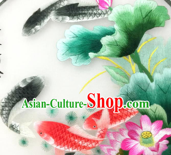 China Handmade Palace Fan Embroidered Lotus Fishes Silk Fan Traditional Hanfu Circular Fan China Handmade Palace Fan Embroidered Lotus Fishes Silk Fan Traditional Hanfu Circular Fan
