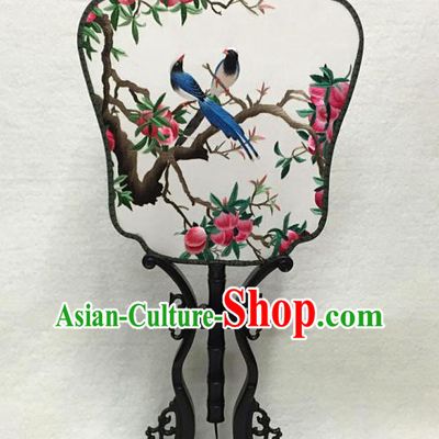 China Embroidered Peach Palace Fan Traditional Hanfu Fan Handmade Classical Dance Silk Fan