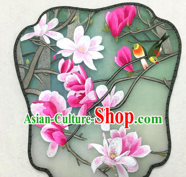 China Traditional Hanfu Fan Classical Dance Silk Fan Handmade Suzhou Embroidered Mangnolia Palace Fan China Traditional Hanfu Fan Classical Dance Silk Fan Handmade Suzhou Embroidered Mangnolia Palace Fan