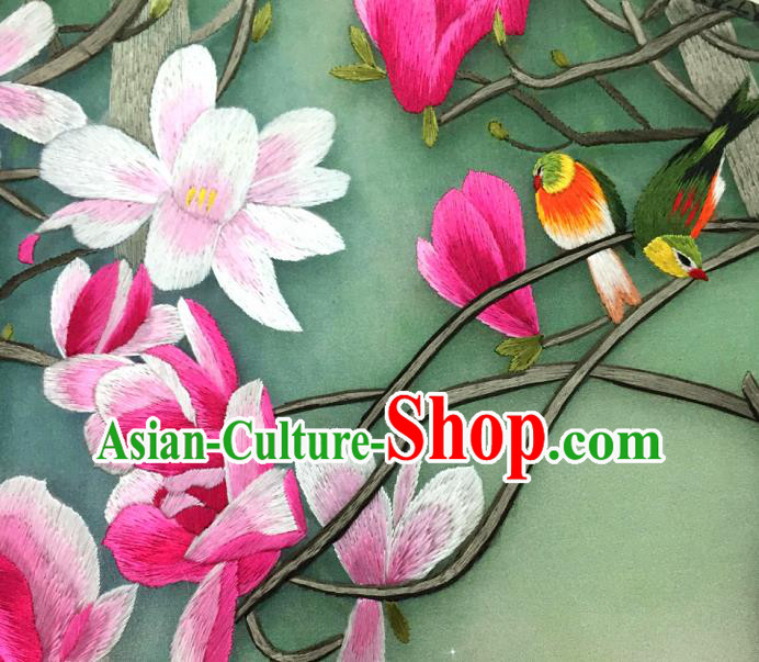 China Traditional Hanfu Fan Classical Dance Silk Fan Handmade Suzhou Embroidered Mangnolia Palace Fan China Traditional Hanfu Fan Classical Dance Silk Fan Handmade Suzhou Embroidered Mangnolia Palace Fan