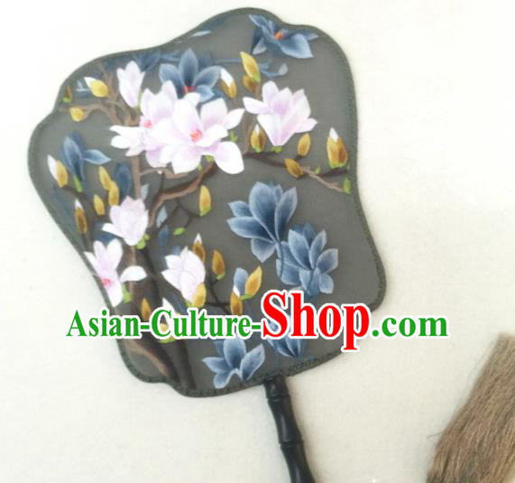 China Classical Dance Palace Fan Traditional Hanfu Fan Handmade Embroidered Mangnolia Silk Fan China Classical Dance Palace Fan Traditional Hanfu Fan Handmade Embroidered Mangnolia Silk Fan