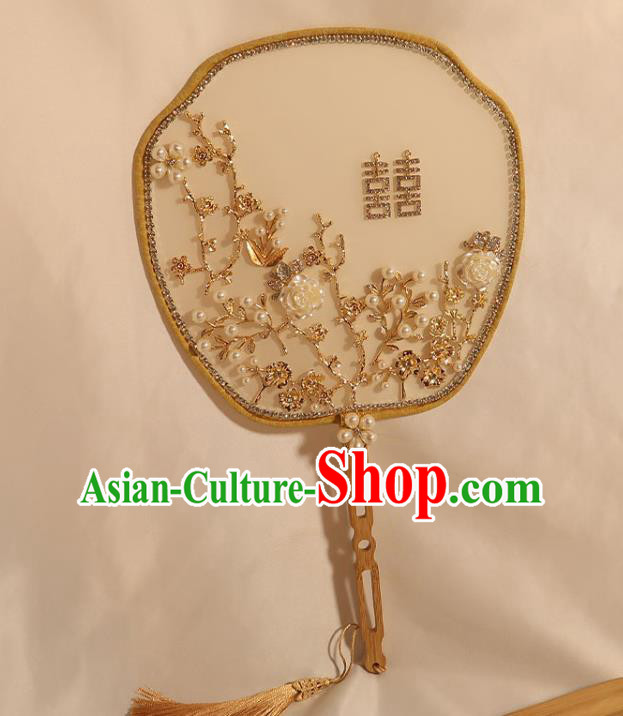 China Handmade Bride Shell Rose Palace Fan Classical Dance Fan Traditional Wedding Fan China Handmade Bride Shell Rose Palace Fan Classical Dance Fan Traditional Wedding Fan