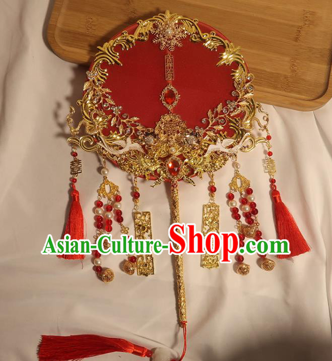 China Classical Dance Silk Fan Handmade Bride Palace Fan Traditional Wedding Circular Fan China Classical Dance Silk Fan Handmade Bride Palace Fan Traditional Wedding Circular Fan
