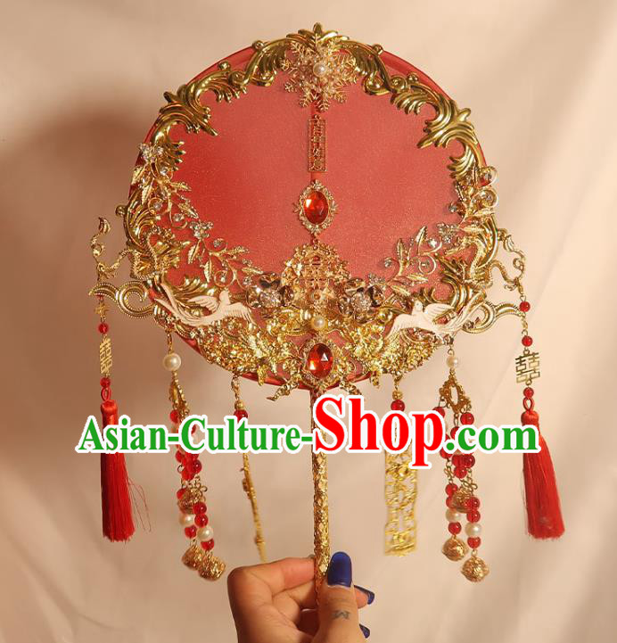 China Classical Dance Silk Fan Handmade Bride Palace Fan Traditional Wedding Circular Fan China Classical Dance Silk Fan Handmade Bride Palace Fan Traditional Wedding Circular Fan