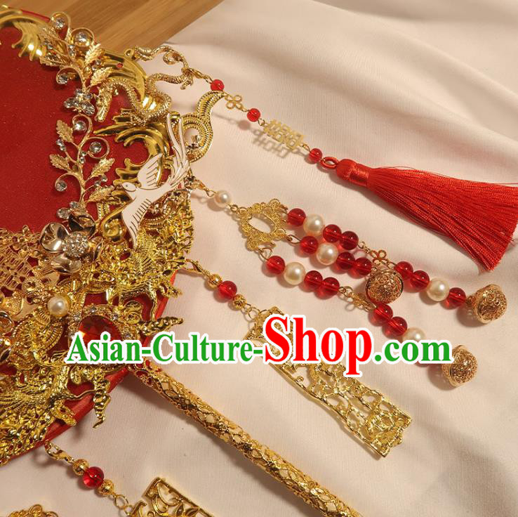 China Classical Dance Silk Fan Handmade Bride Palace Fan Traditional Wedding Circular Fan China Classical Dance Silk Fan Handmade Bride Palace Fan Traditional Wedding Circular Fan