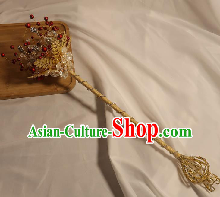 Handmade Bride Golden Cane Top Grade Wedding Bridal Bouquet Queen Sceptre Handmade Bride Golden Cane Top Grade Wedding Bridal Bouquet Queen Sceptre