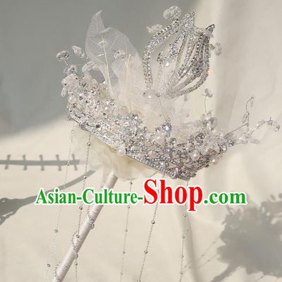 Top Grade Wedding Crystal Bridal Bouquet Bride White Veil Cane Handmade Queen Royal Crown Sceptre