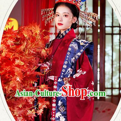 China Traditional Ming Dynasty Wedding Historical Clothing Ancient Noble Woman Red Hanfu Dress Full Set