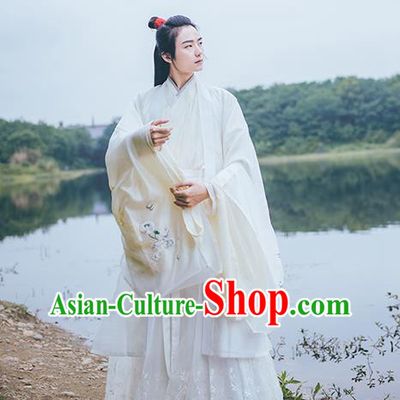 Traditional China Jin Dynasty Childe Historical Hanfu Clothing Ancient Swordsman Embroidered Costume for Men