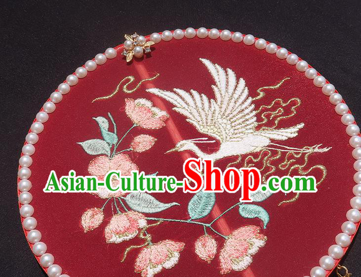 China Traditional Hanfu Embroidered Circular Fan Classical Wedding Fan Handmade Golden Tassel Palace Fan China Traditional Hanfu Embroidered Circular Fan Classical Wedding Fan Handmade Golden Tassel Palace Fan