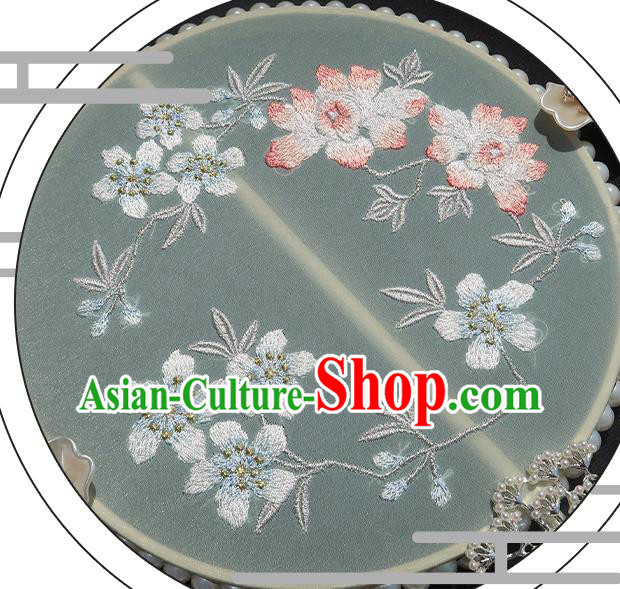 China Classical Wedding Fan Handmade Ribbon Tassel Palace Fan Traditional Hanfu Embroidered Circular Fan China Classical Wedding Fan Handmade Ribbon Tassel Palace Fan Traditional Hanfu Embroidered Circular Fan