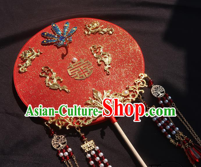 China Classical Wedding Red Silk Fan Traditional Princess Hanfu Fan Handmade Palace Fan China Classical Wedding Red Silk Fan Traditional Princess Hanfu Fan Handmade Palace Fan
