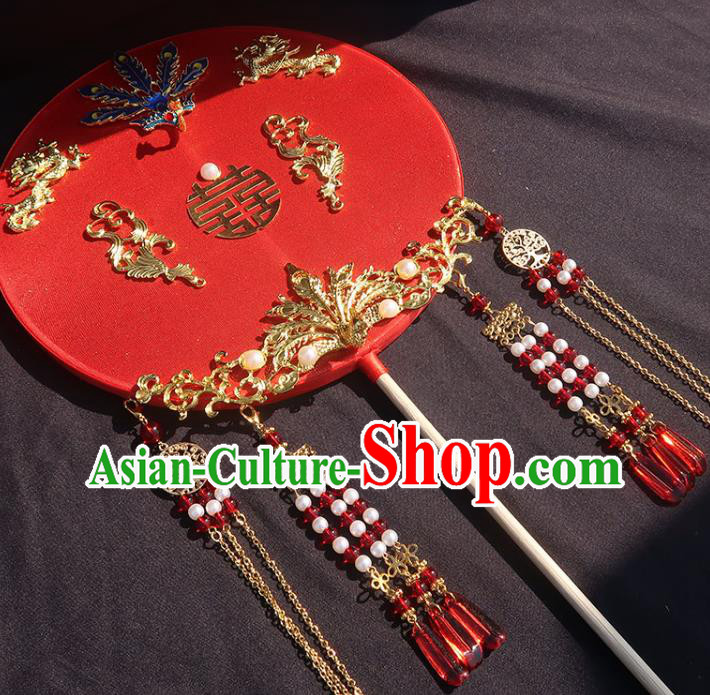 China Classical Wedding Red Silk Fan Traditional Princess Hanfu Fan Handmade Palace Fan China Classical Wedding Red Silk Fan Traditional Princess Hanfu Fan Handmade Palace Fan