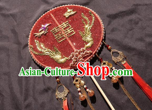 China Traditional Red Silk Hanfu Fan Handmade Palace Fan Classical Wedding Bride Circular Fan China Traditional Red Silk Hanfu Fan Handmade Palace Fan Classical Wedding Bride Circular Fan