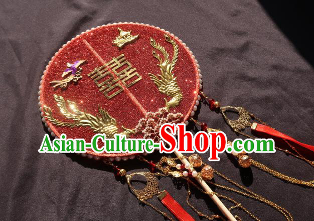 China Traditional Red Silk Hanfu Fan Handmade Palace Fan Classical Wedding Bride Circular Fan China Traditional Red Silk Hanfu Fan Handmade Palace Fan Classical Wedding Bride Circular Fan