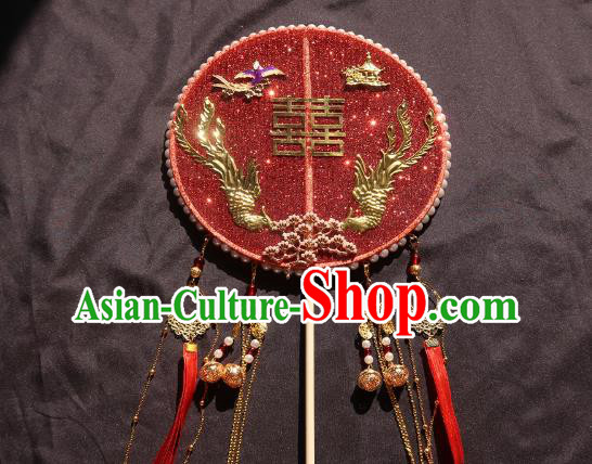 China Traditional Red Silk Hanfu Fan Handmade Palace Fan Classical Wedding Bride Circular Fan China Traditional Red Silk Hanfu Fan Handmade Palace Fan Classical Wedding Bride Circular Fan