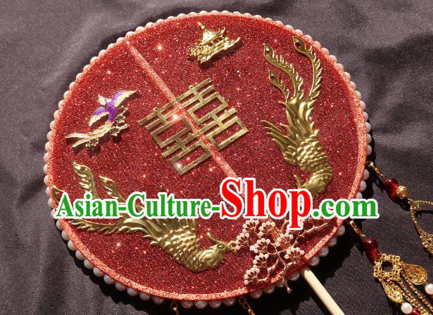 China Traditional Red Silk Hanfu Fan Handmade Palace Fan Classical Wedding Bride Circular Fan China Traditional Red Silk Hanfu Fan Handmade Palace Fan Classical Wedding Bride Circular Fan
