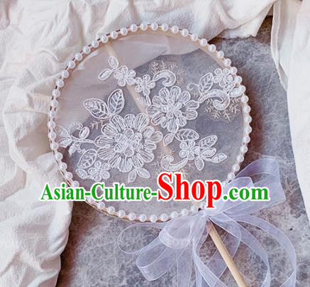 China Classical Lace Flowers Circular Fan Handmade Palace Fan Traditional Hanfu Silk Fan China Classical Lace Flowers Circular Fan Handmade Palace Fan Traditional Hanfu Silk Fan
