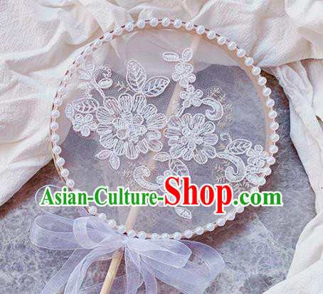 China Classical Lace Flowers Circular Fan Handmade Palace Fan Traditional Hanfu Silk Fan China Classical Lace Flowers Circular Fan Handmade Palace Fan Traditional Hanfu Silk Fan