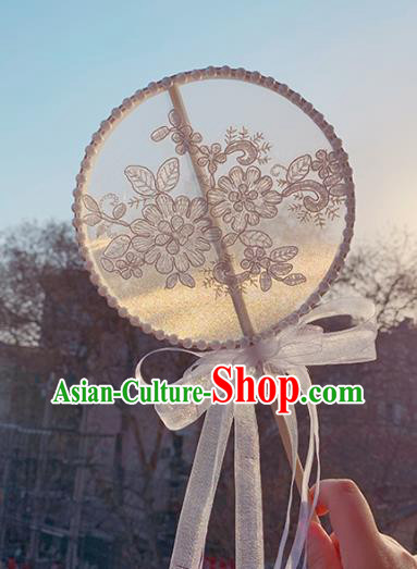 China Classical Lace Flowers Circular Fan Handmade Palace Fan Traditional Hanfu Silk Fan China Classical Lace Flowers Circular Fan Handmade Palace Fan Traditional Hanfu Silk Fan