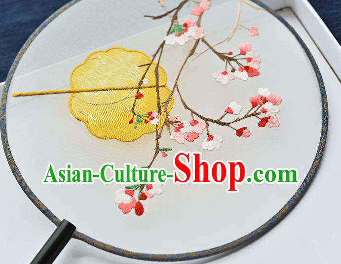 China Handmade Palace Fan Classical Dance Ebony Circular Fan Traditional Embroidered Begonia Silk Fan China Handmade Palace Fan Classical Dance Ebony Circular Fan Traditional Embroidered Begonia Silk Fan