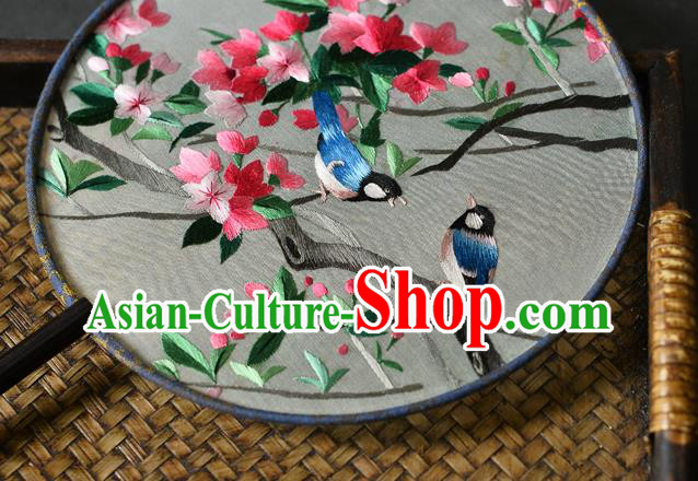China Traditional Suzhou Embroidered Palace Fan Handmade Ebony Fan Classical Dance Silk Circular Fan China Traditional Suzhou Embroidered Palace Fan Handmade Ebony Fan Classical Dance Silk Circular Fan
