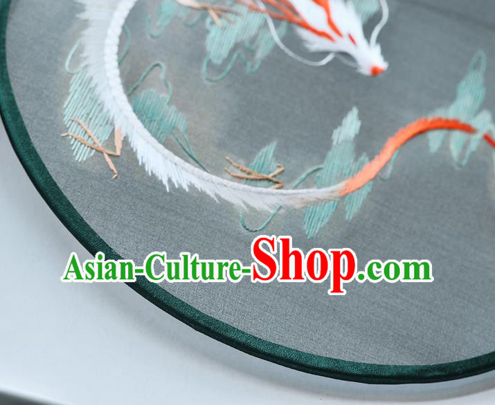 China Handmade Green Silk Fan Classical Dance Circular Fan Traditional Embroidered Dragon Palace Fan China Handmade Green Silk Fan Classical Dance Circular Fan Traditional Embroidered Dragon Palace Fan
