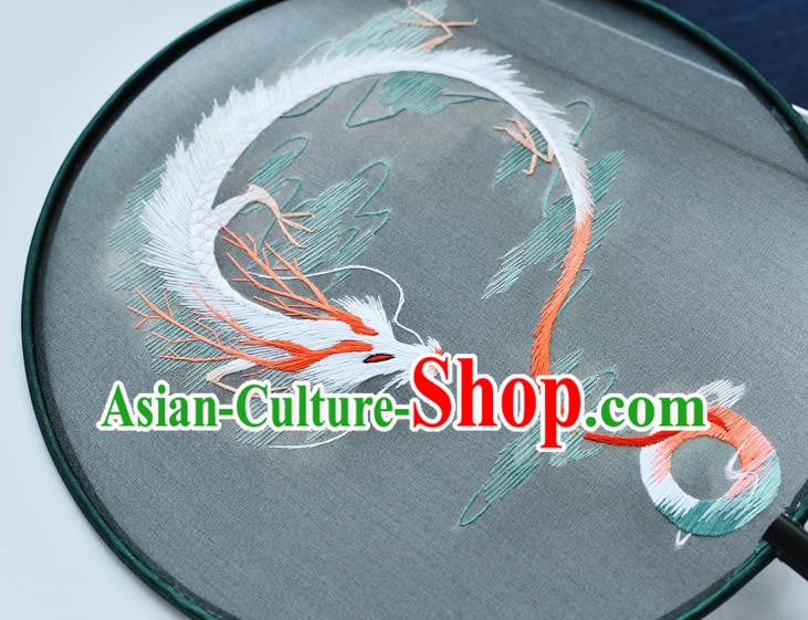 China Handmade Green Silk Fan Classical Dance Circular Fan Traditional Embroidered Dragon Palace Fan China Handmade Green Silk Fan Classical Dance Circular Fan Traditional Embroidered Dragon Palace Fan