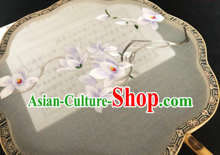 China Handmade Embroidered Mangnolia Palace Fan Traditional Hanfu Fan Silk Fan Classical Dance Fan China Handmade Embroidered Mangnolia Palace Fan Traditional Hanfu Fan Silk Fan Classical Dance Fan