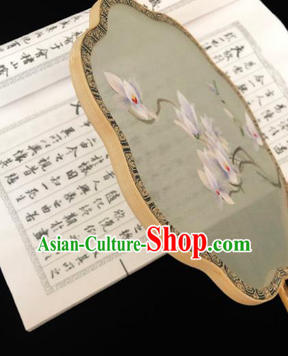 China Handmade Embroidered Mangnolia Palace Fan Traditional Hanfu Fan Silk Fan Classical Dance Fan China Handmade Embroidered Mangnolia Palace Fan Traditional Hanfu Fan Silk Fan Classical Dance Fan