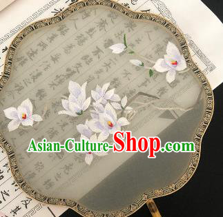 China Handmade Embroidered Mangnolia Palace Fan Traditional Hanfu Fan Silk Fan Classical Dance Fan China Handmade Embroidered Mangnolia Palace Fan Traditional Hanfu Fan Silk Fan Classical Dance Fan