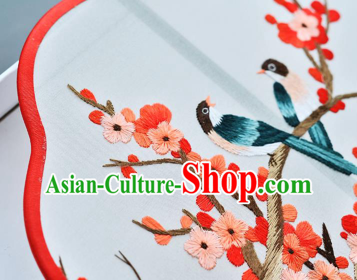 China Classical Dance Fan Traditional Embroidered Red Plum Blossom Palace Fan Handmade Silk Fan China Classical Dance Fan Traditional Embroidered Red Plum Blossom Palace Fan Handmade Silk Fan