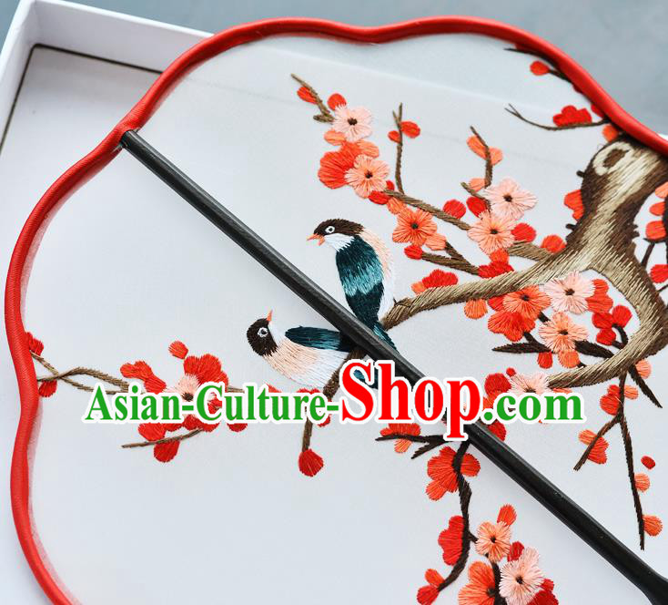 China Classical Dance Fan Traditional Embroidered Red Plum Blossom Palace Fan Handmade Silk Fan China Classical Dance Fan Traditional Embroidered Red Plum Blossom Palace Fan Handmade Silk Fan