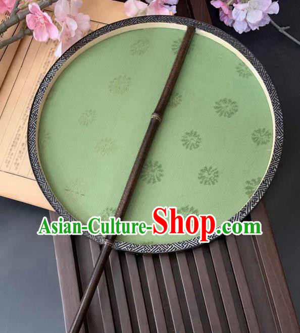 China Traditional Song Dynasty Palace Fan Handmade Green Silk Fan Classical Hanfu Circular Fan China Traditional Song Dynasty Palace Fan Handmade Green Silk Fan Classical Hanfu Circular Fan
