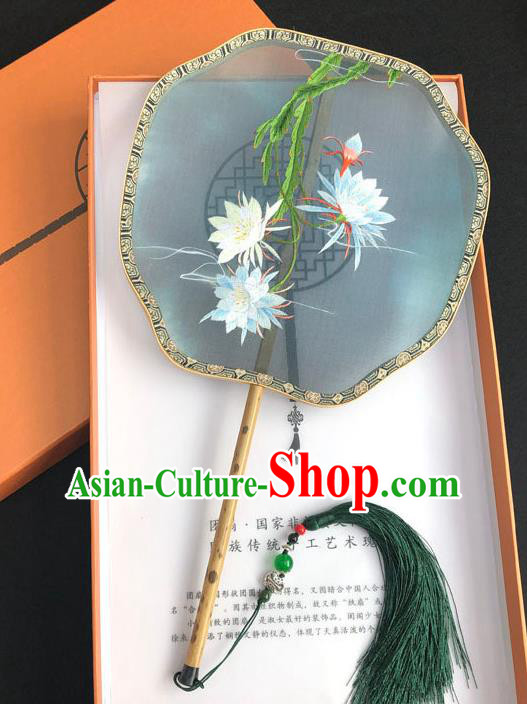 China Handmade Embroidered Epiphyllum Palace Fan Classical Dance Fan Traditional Silk Fan Hanfu Fan China Handmade Embroidered Epiphyllum Palace Fan Classical Dance Fan Traditional Silk Fan Hanfu Fan