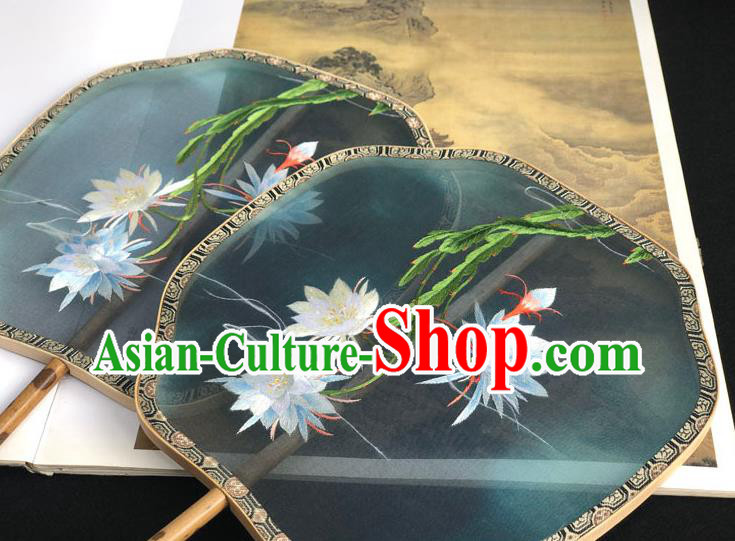 China Handmade Embroidered Epiphyllum Palace Fan Classical Dance Fan Traditional Silk Fan Hanfu Fan China Handmade Embroidered Epiphyllum Palace Fan Classical Dance Fan Traditional Silk Fan Hanfu Fan