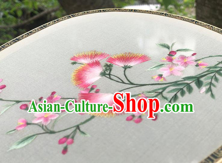 China Handmade Embroidered Albizia Flowers Palace Fan Classical Dance Hanfu Fan Traditional Silk Fan China Handmade Embroidered Albizia Flowers Palace Fan Classical Dance Hanfu Fan Traditional Silk Fan