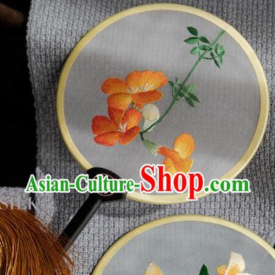 China Hunan Embroidery Palace Fan Traditional Hanfu Circular Fan Handmade Silk Fan