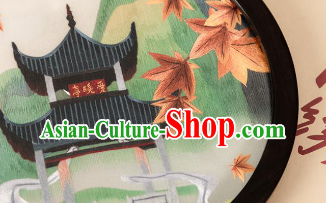 Chinese Desk Circular Ornament Traditional Hunan Embroidery Pavilion Table Screen Handmade Narra Craft Chinese Desk Circular Ornament Traditional Hunan Embroidery Pavilion Table Screen Handmade Narra Craft