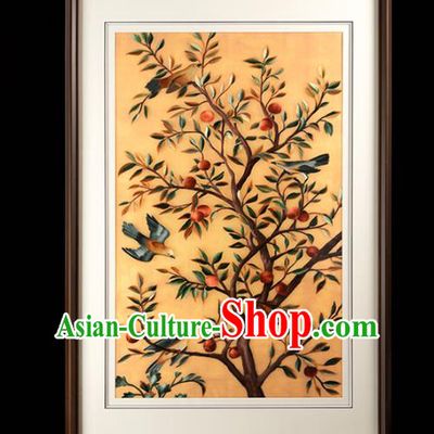 Chinese Traditional Hunan Embroidery Craft Handmade Embroidered Silk Painting Walnut Decoration Painting